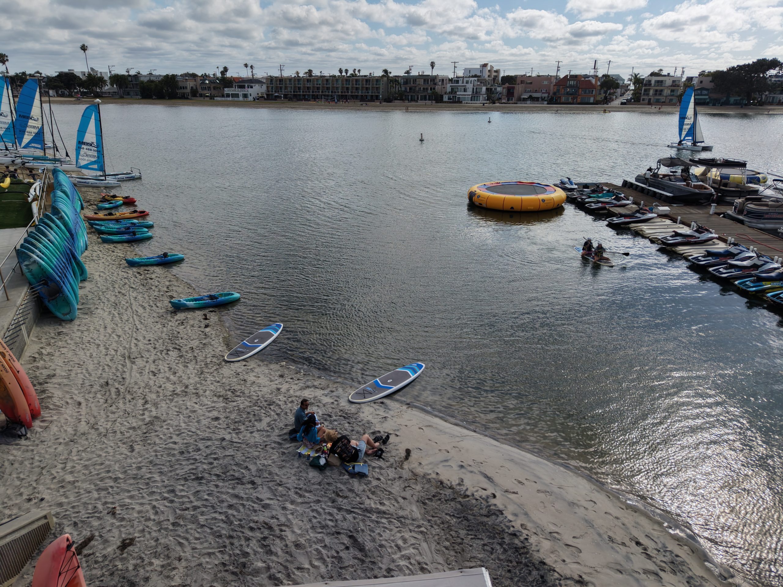 Mission Bay Sportcenter waterfront kayak launch at Santa Clara Point in San Diego