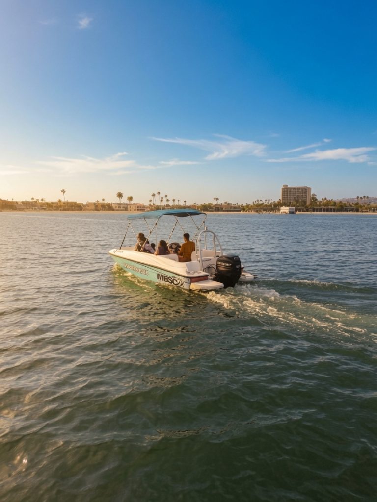 Ski boat underway on Mission Bay